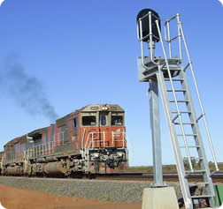 BHP ore train, approaching Pt Hedland Western Australia. (Photo R Flinders - WRSA)