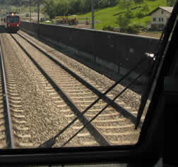 view from train cab window